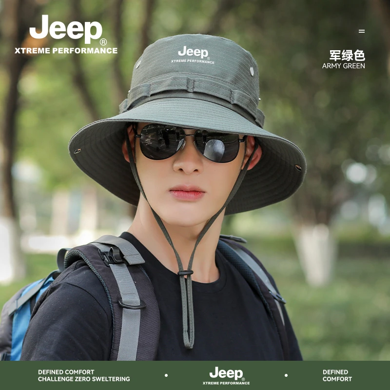 JEEP吉普帽子男女遮阳渔夫帽户外钓鱼登山帽夏季防晒紫外线太阳帽