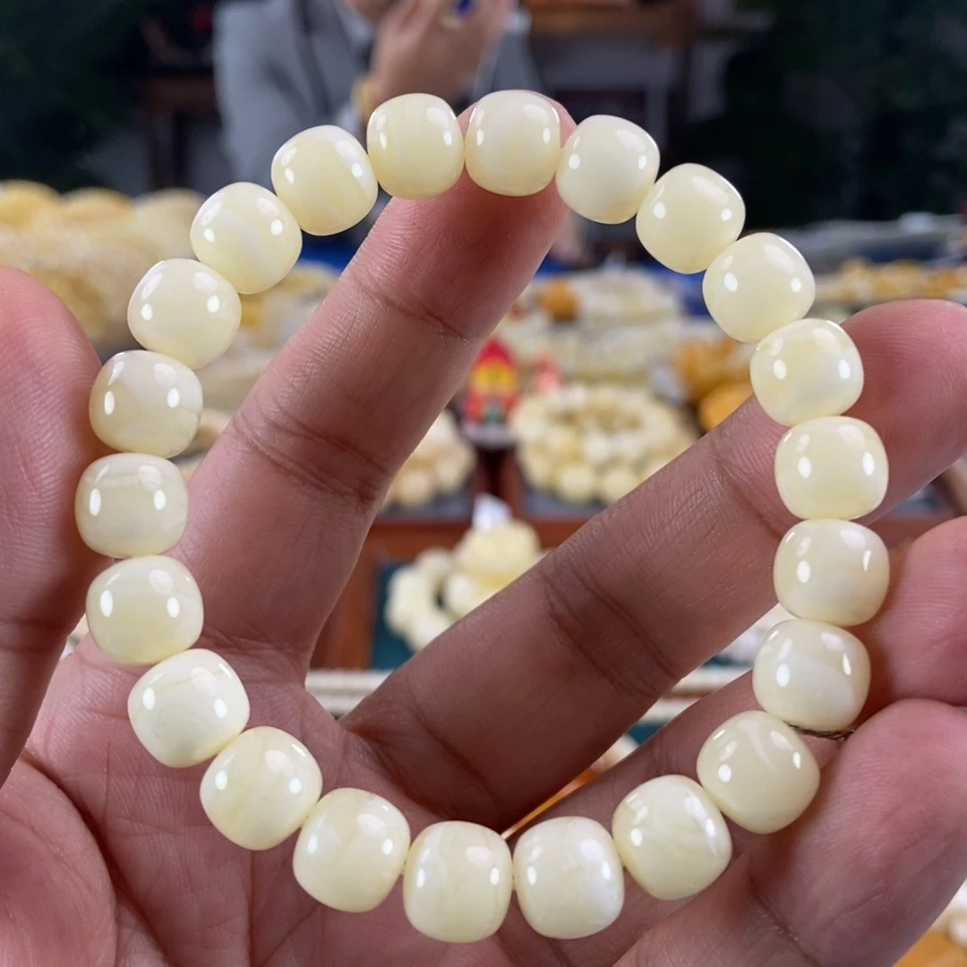 琥珀未镶嵌珠宝奇石10白蜡同料串13.19
