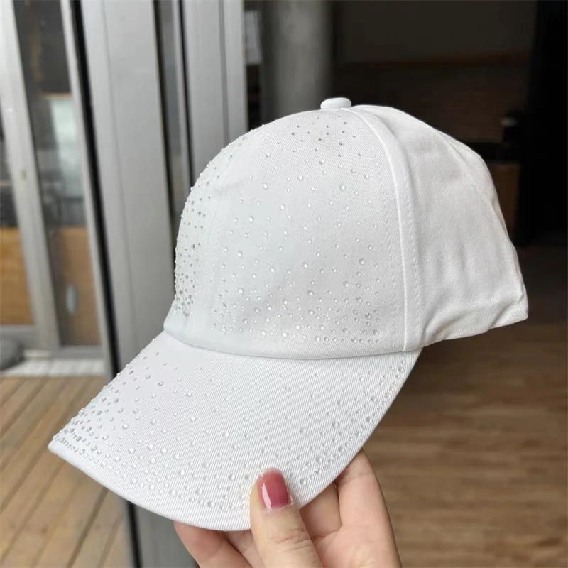 春夏新款镶钻时尚软顶棒球帽子女韩版百搭宽檐显脸小遮阳鸭舌帽潮