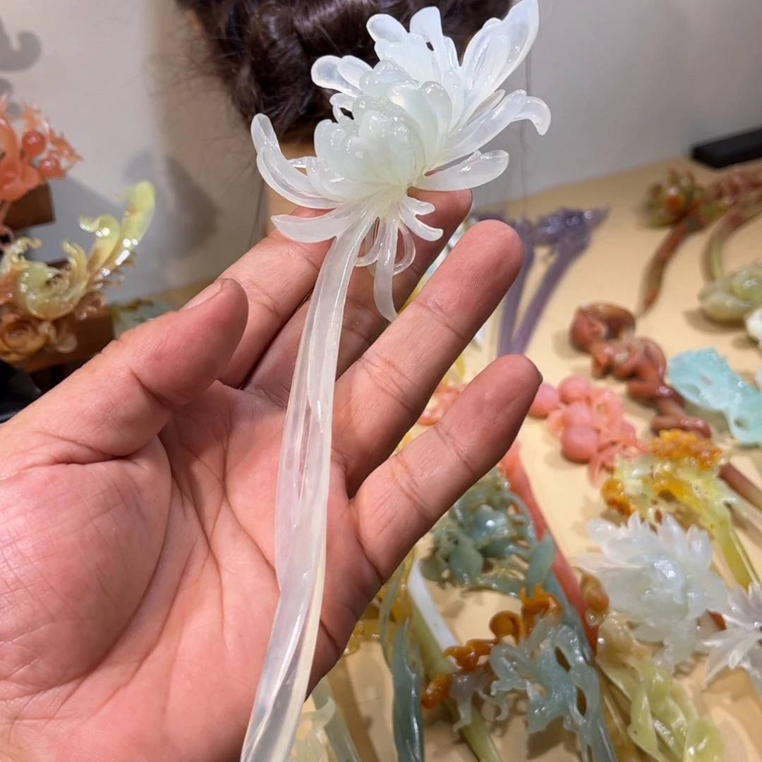 盈***银S925镶嵌发簪萤石