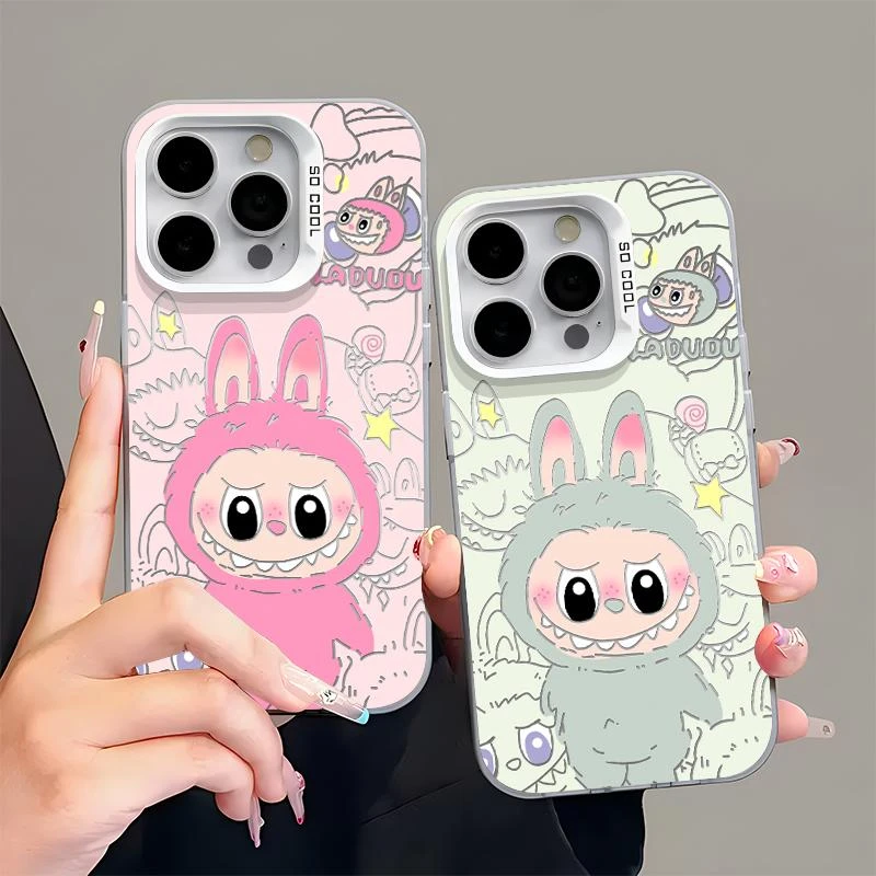 粉绿色拉布布适用华为oppo荣耀vivo小米苹果16promax手机壳14镭射