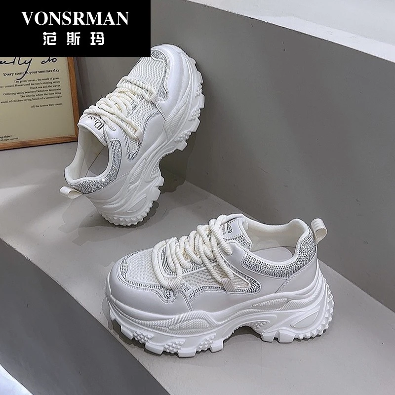 爆款厚底老爹鞋2025年夏季新款增高网纱透气休闲单鞋百搭小众鞋子