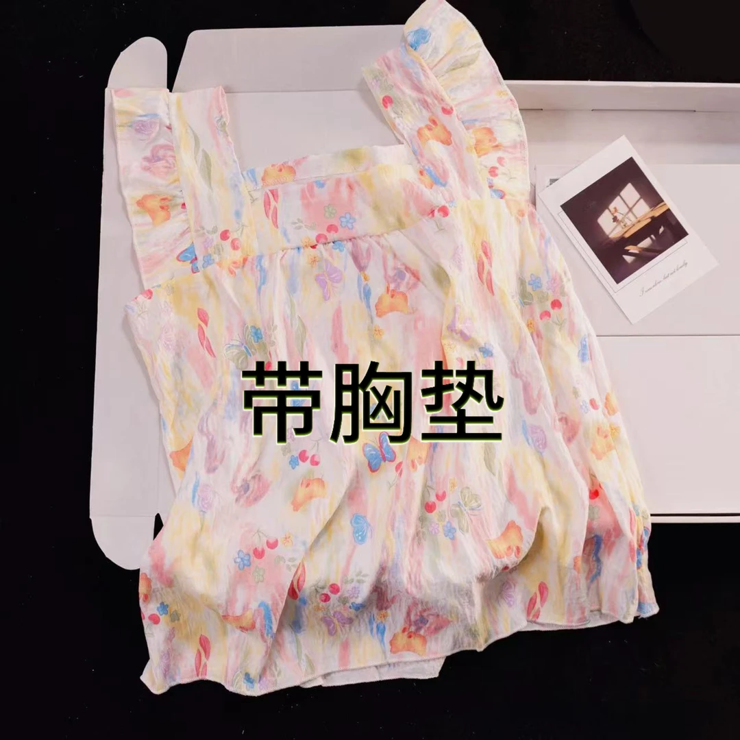 带胸垫睡裙夏季吊带薄款睡衣女新款女士学生网红家居服夏天连衣裙