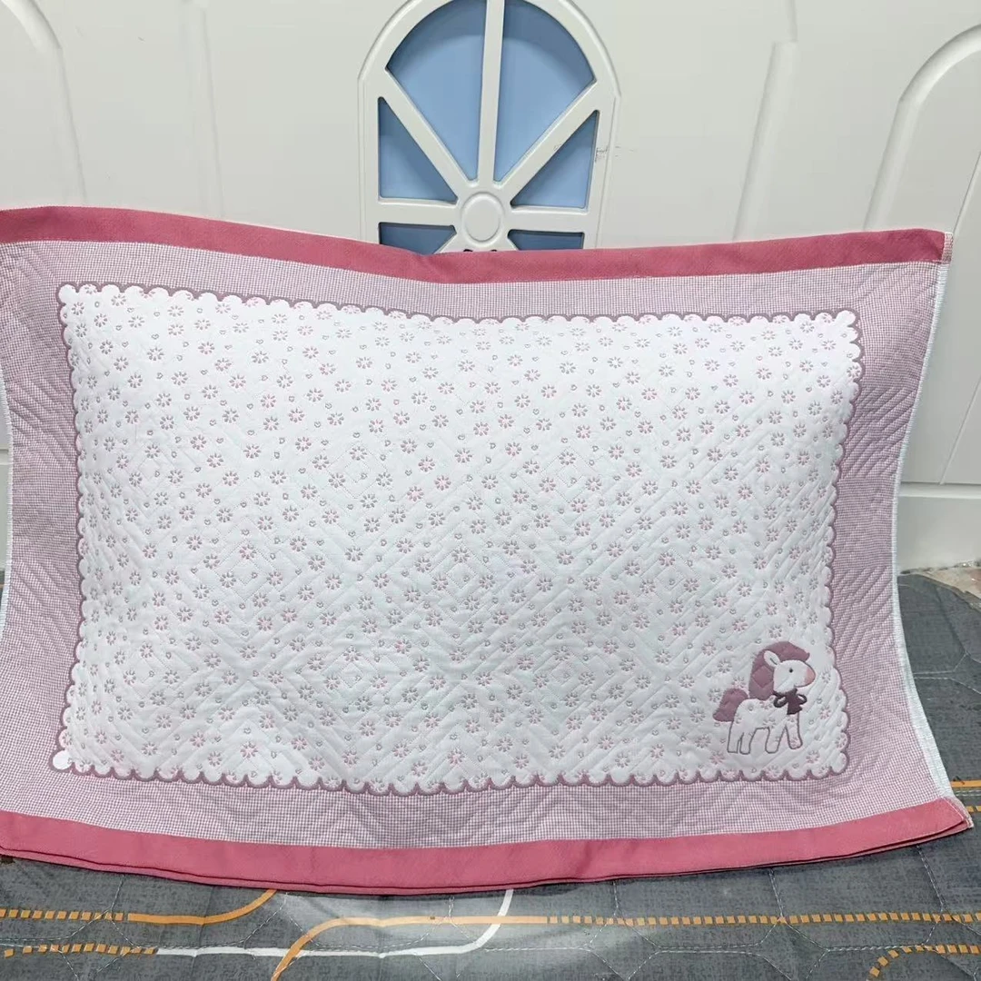 碎花小马 粉色一对 -十层精梳细沙枕巾 通用柔软透气双面纱布棉枕