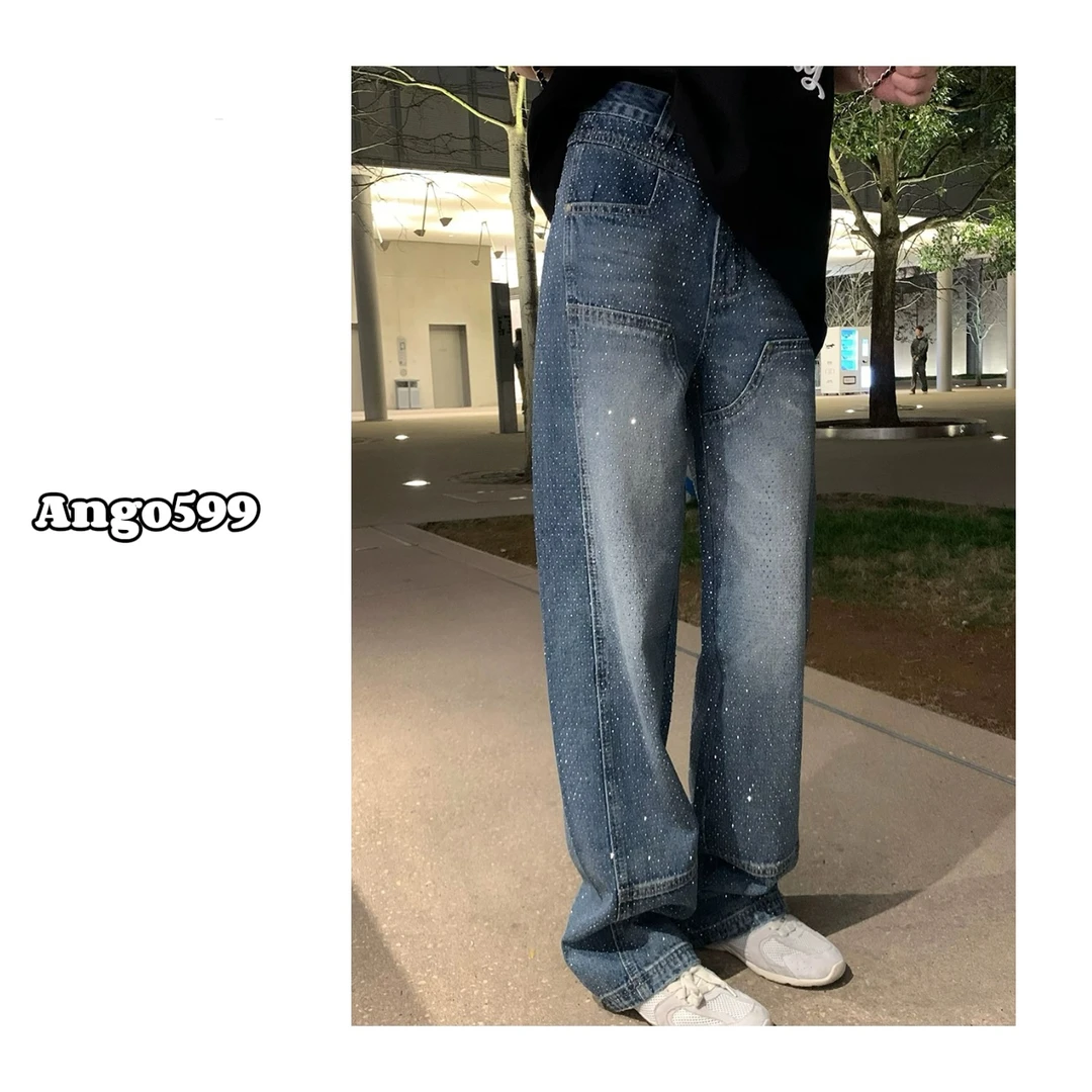 闪耀星河* 小众设计满钻高腰显瘦直筒牛仔裤