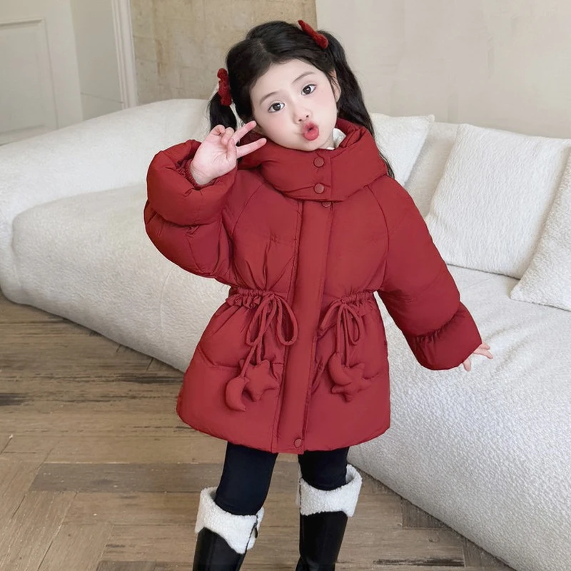 巴拉开门【商场同款】女童羽绒服冬季2026新款儿童宝宝红色拜年服