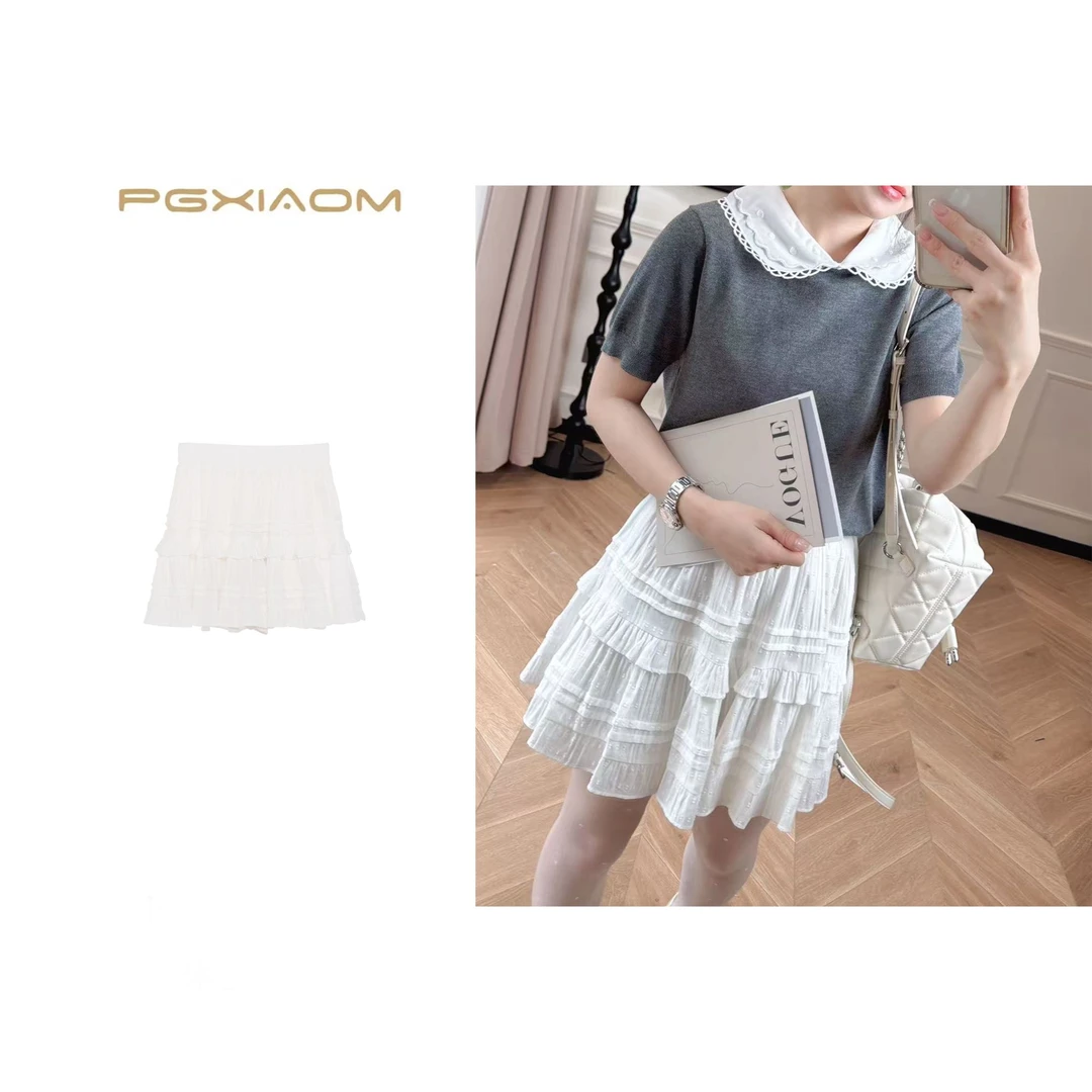 【PGXIAOM】润秀定制米白色蛋糕小短裙QZ5482
