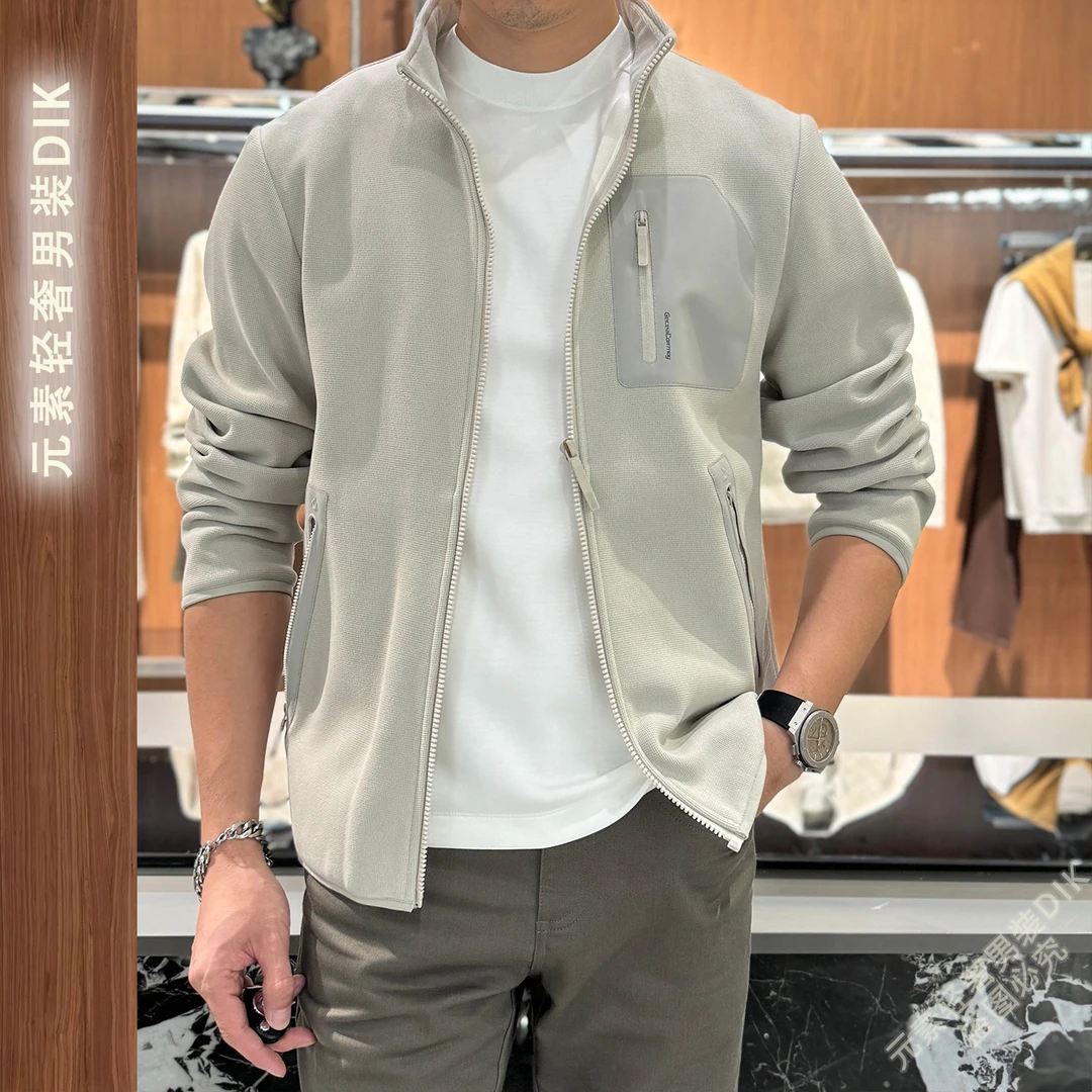 立领贴布秋季美式休闲不起球夹克潮流百搭男士宽松时尚JK8536