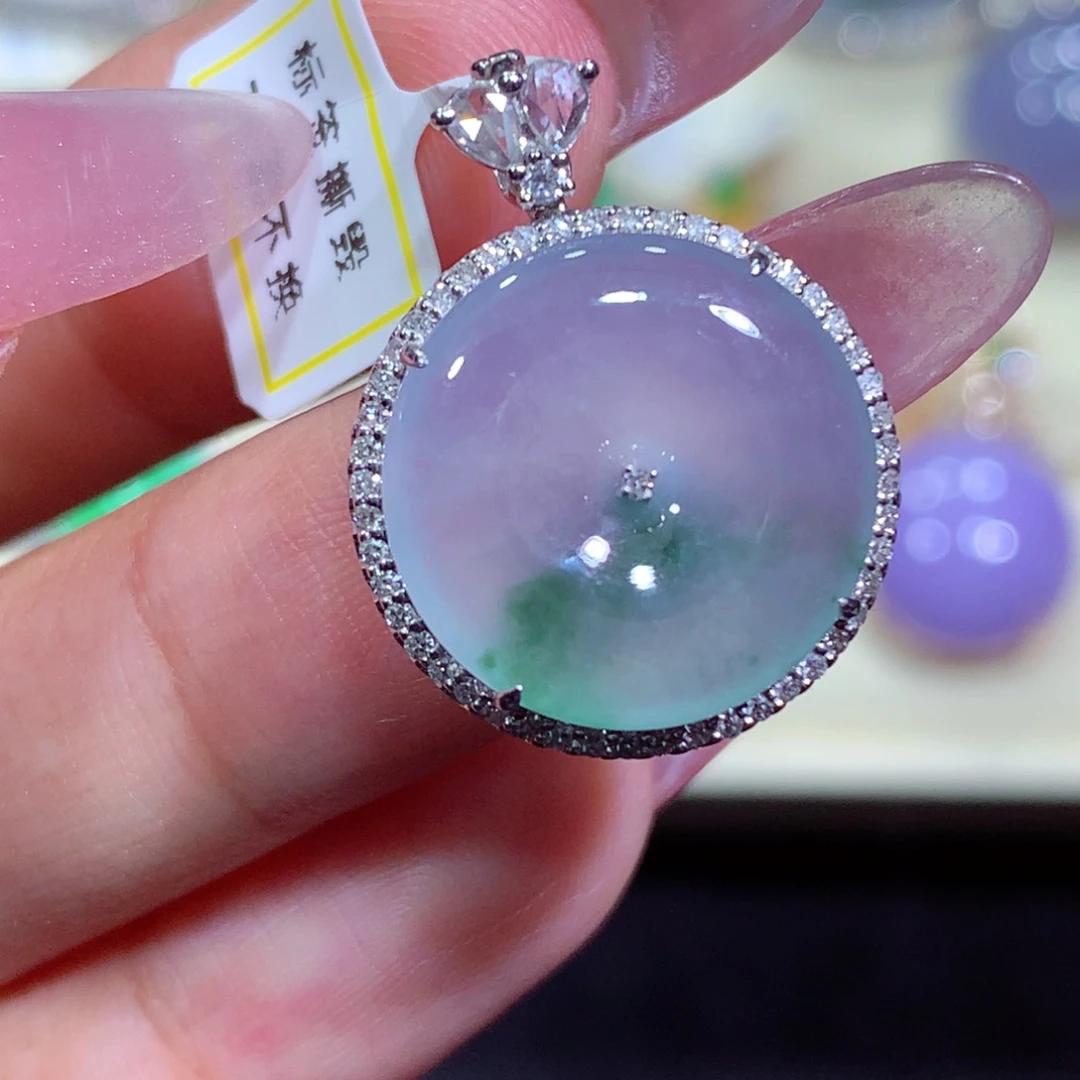 翡翠18K金镶嵌吊坠(不含链)