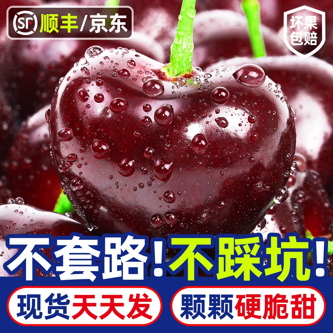 【金标大牌】智利进口空运车厘子3J净重5斤京东/顺丰内附果径卡