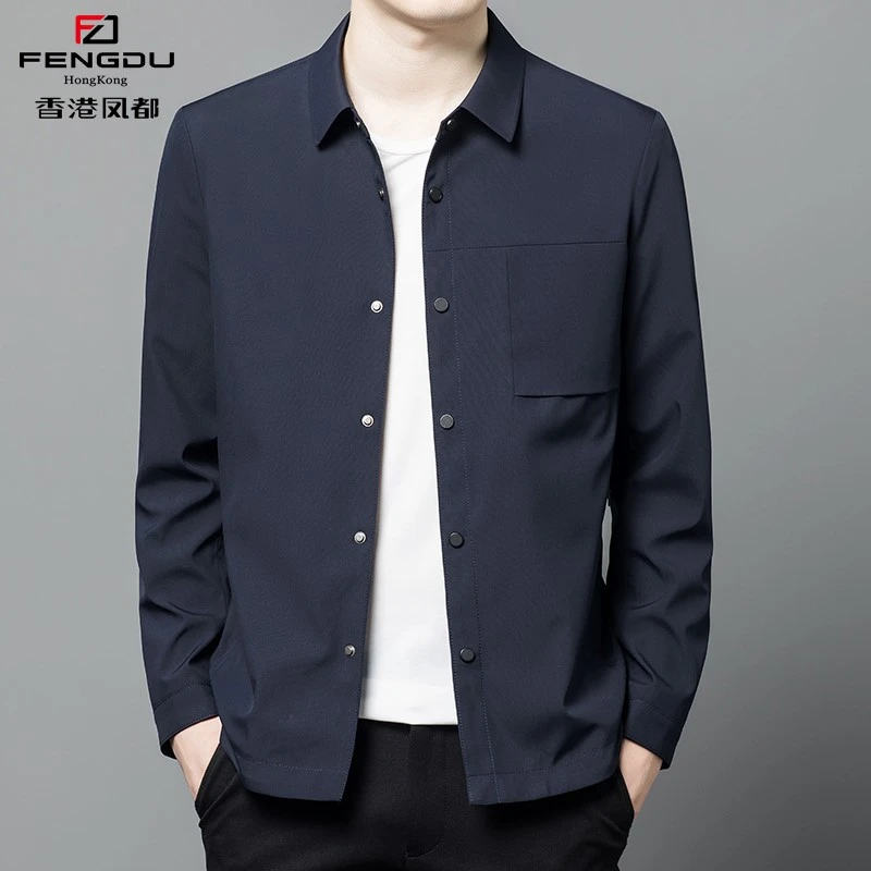 香港凤都轻奢翻领保暖夹克男士不薄不厚的男装秋季时尚款爆款新款