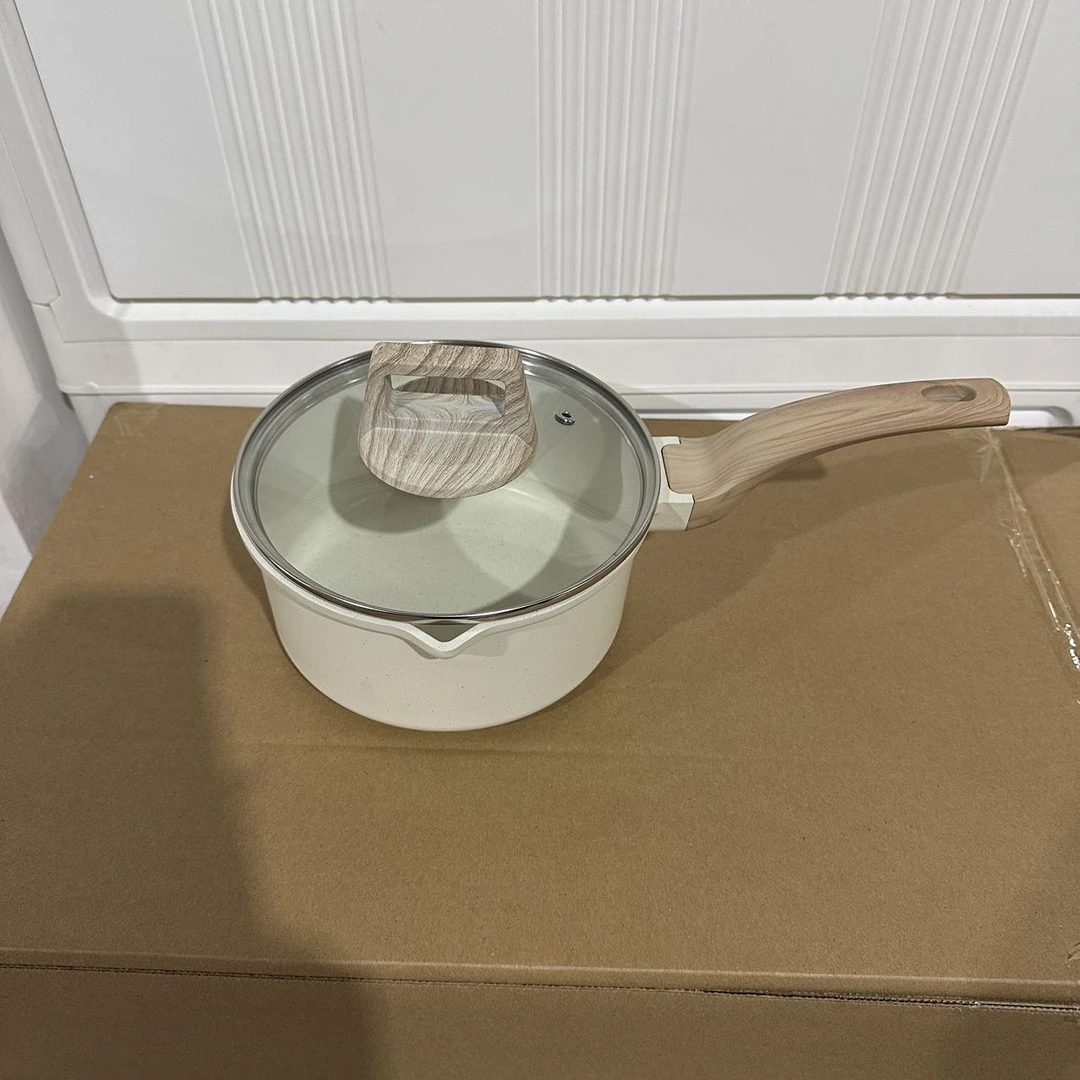 16冰淇淋白色麦饭石不粘奶锅（微瑕；介意勿拍）