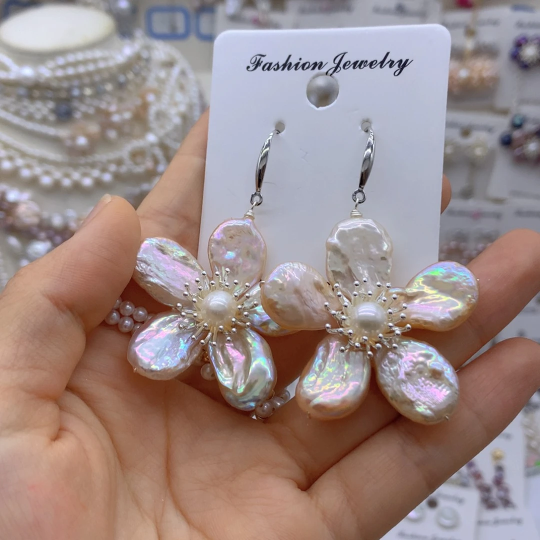 合金淡水珍珠耳饰