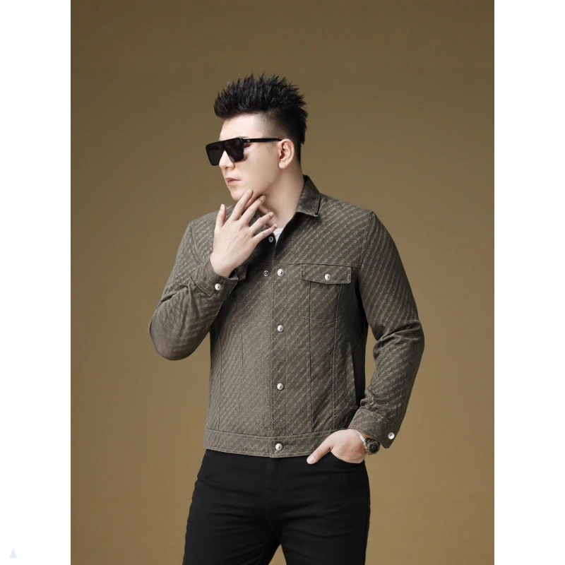 2025秋冬新款翻领工装夹克男季男式高品质商务翻领夹克男痞帅欧货