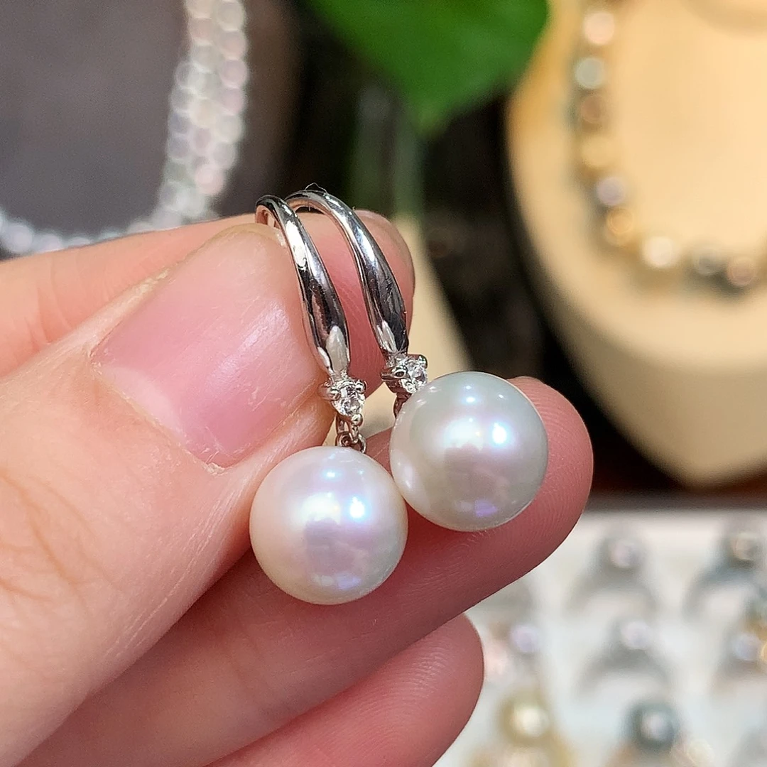淡水珍珠耳环银S925镶嵌