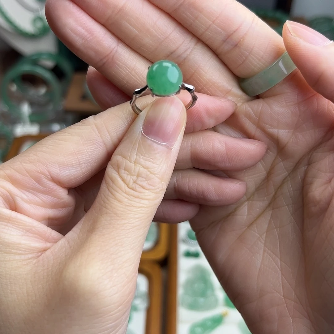 石英质玉（非洲翠）银S925镶嵌戒指