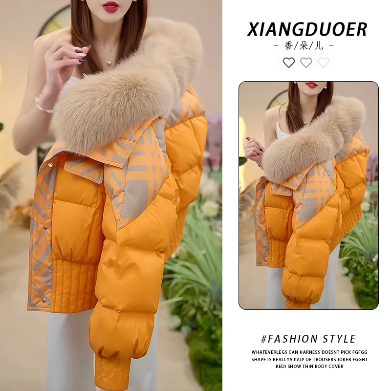 小众拼接毛领棉服2025冬季款设计个性冬日混搭潮流穿搭