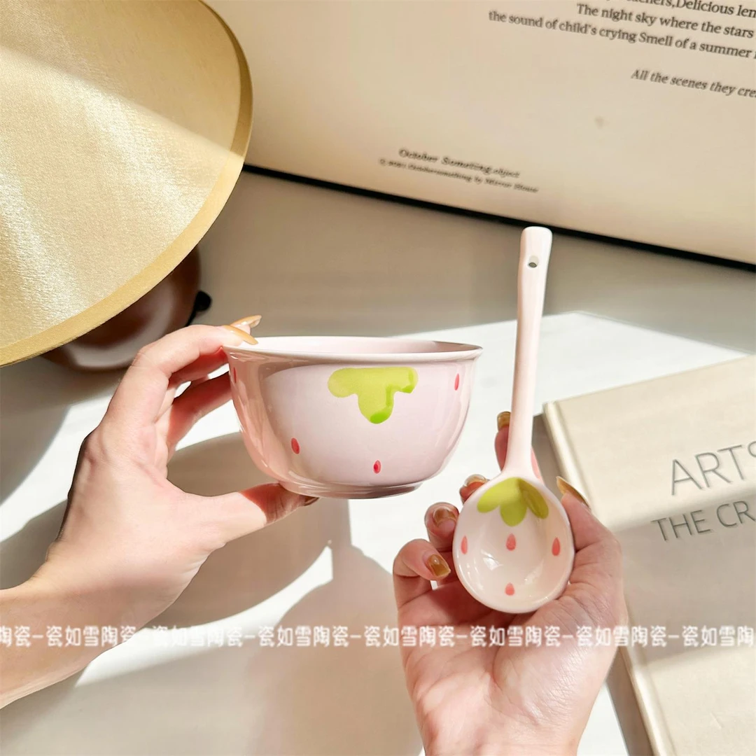 【4.6英寸】草莓2碗+2勺 草莓一人食ins少女心