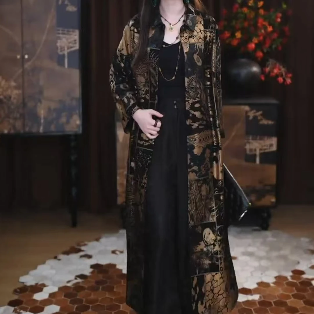 【颜冉】新中式复古显瘦春秋宽松国风休闲潮流皮衣百搭风衣