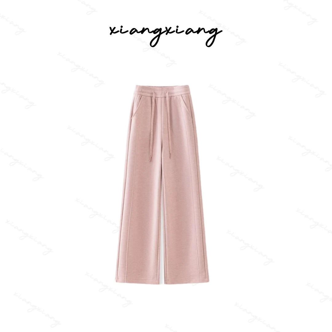 8088双面绵羊毛！桑蚕丝！内里包边！保暖高腰显瘦直筒裤宽松阔腿裤