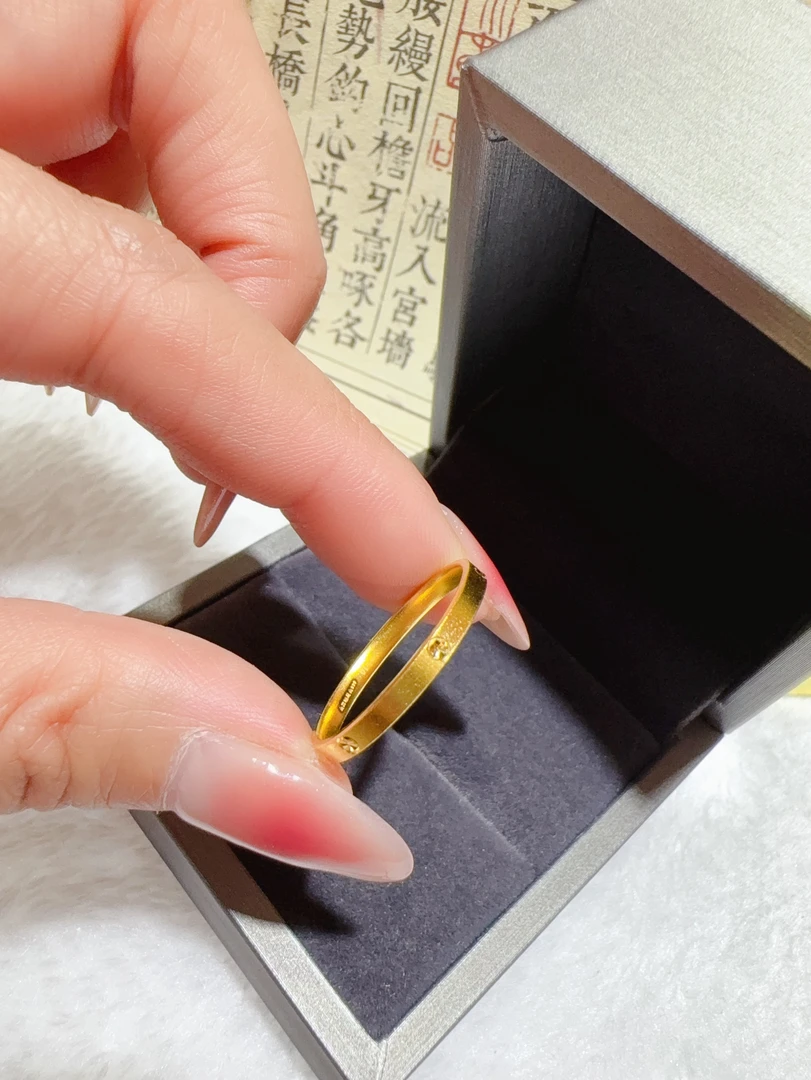 金嘉福足金999古法米字戒指实心简约经典素款