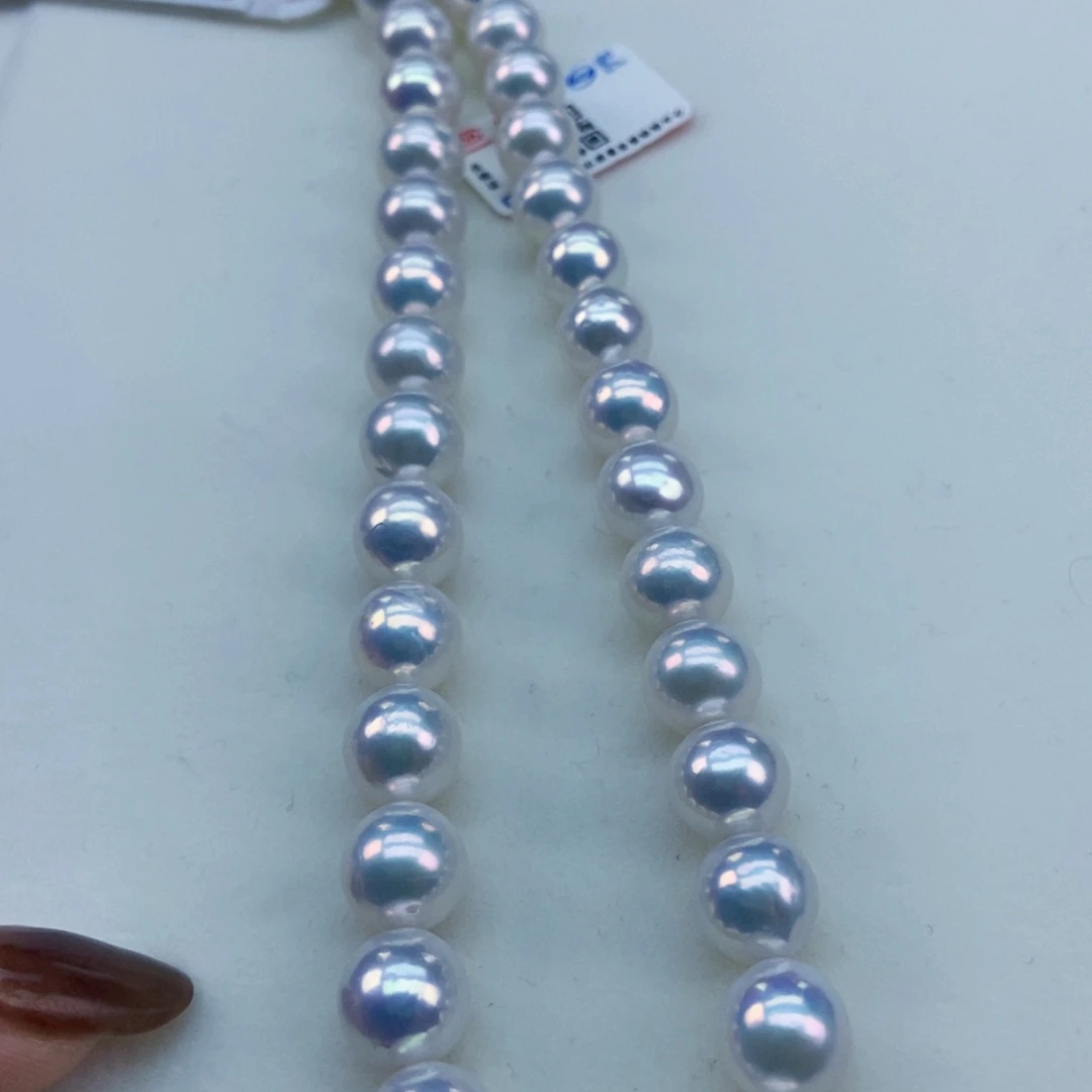 8.5/9.5银蓝炫彩超亮媲美天女银S925镶嵌淡水珍珠