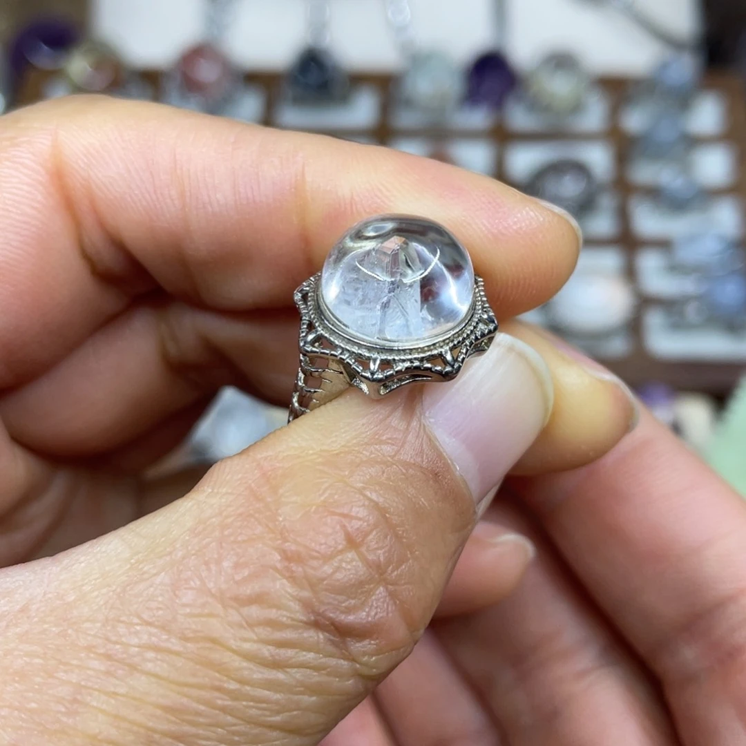 【闪购商品】银S925镶嵌珠宝半成品水晶戒指