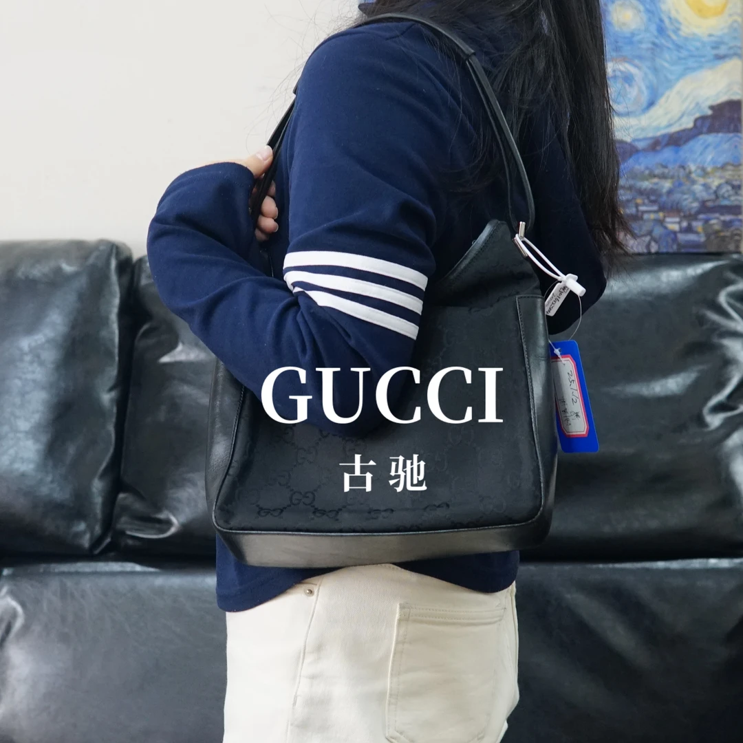 95新 GUCCI/古驰 黑色老花单肩包/WJ01612504/2504