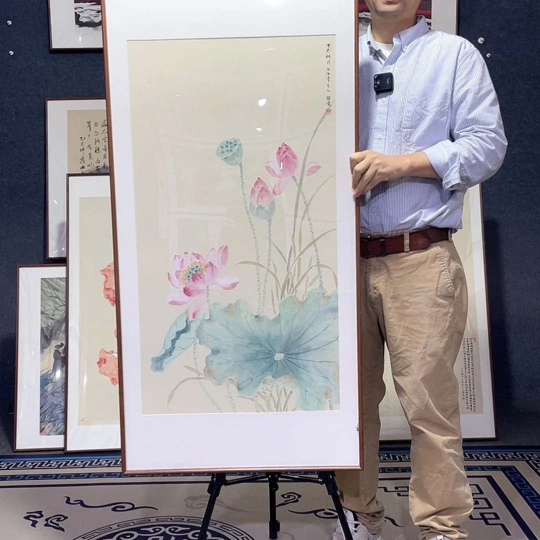 国画手绘画带框60/120