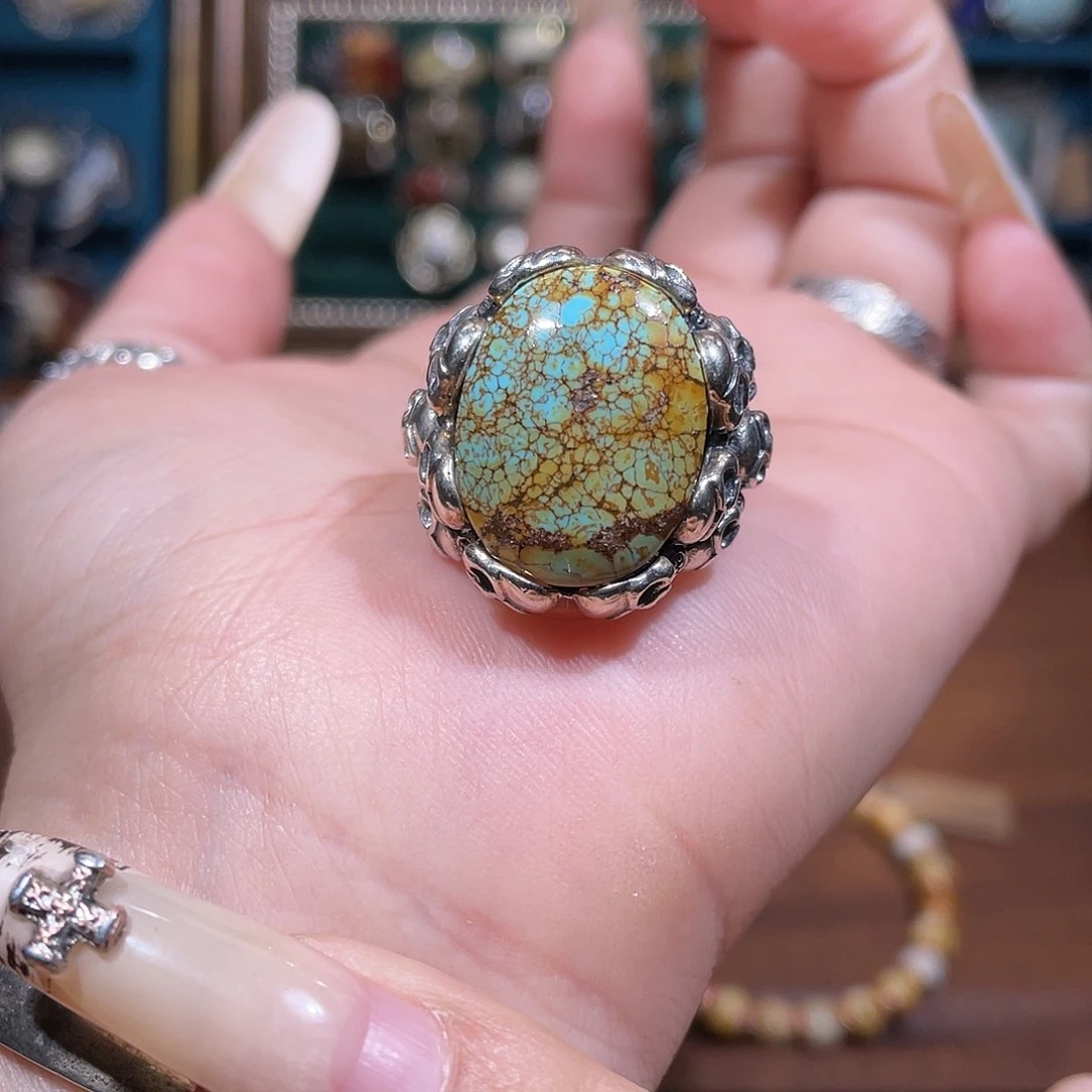 琥珀银S925镶嵌戒指戒指