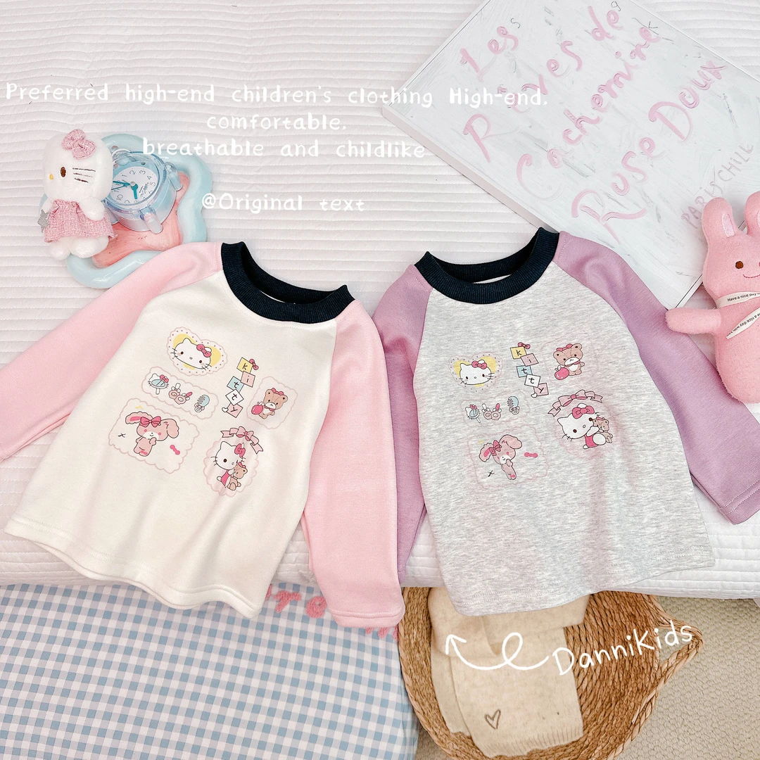 「Dannirabbit」【萌趣卡通】冬款&女童插肩袖加绒打底衫【G-5726】