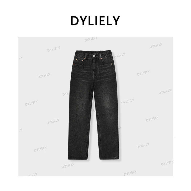 【摩登黑灰】美式复古高级感显瘦显身材百搭直筒束脚牛仔裤K6131