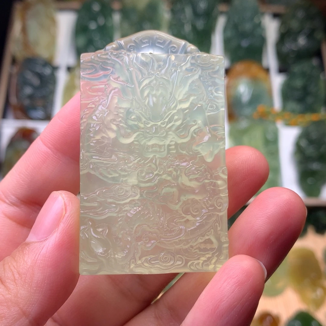 岫玉未镶嵌岫玉挂件龙牌