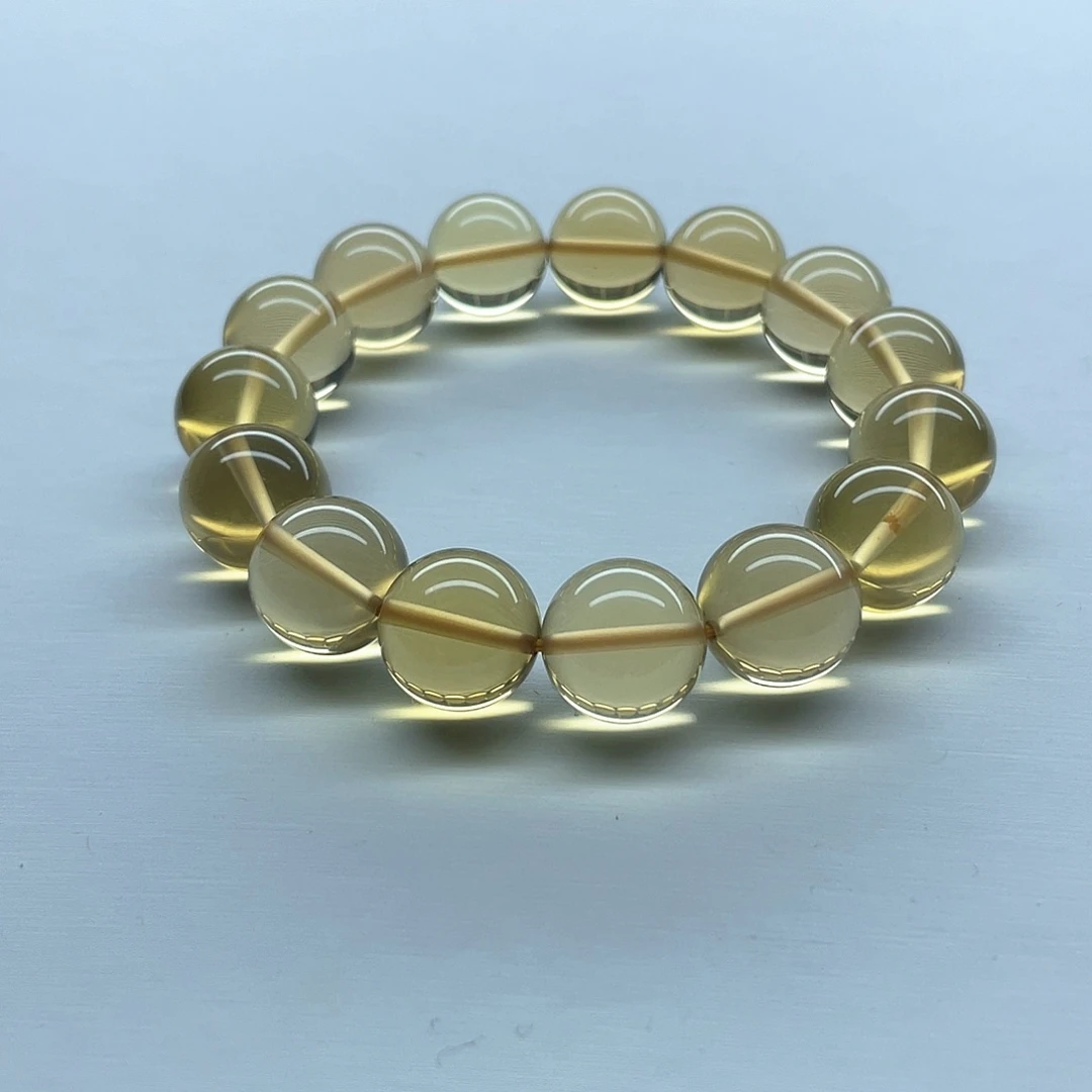 水晶珠宝半成品未镶嵌黄水晶手链净体卡14.5