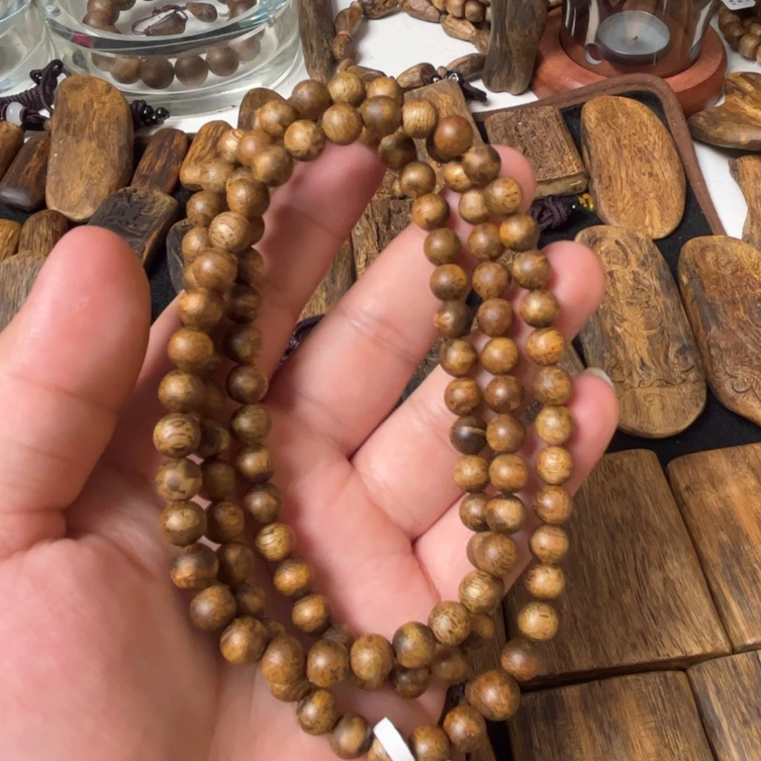 沉香手串奇楠沉香乌身卡7圆珠多圈手串一条（福利）