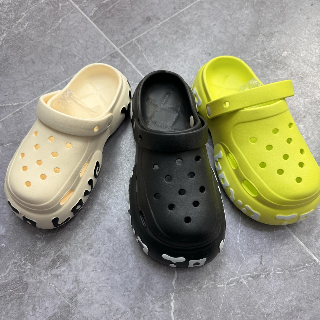 厚底医用洞洞鞋女夏季2024新款海边沙滩增高外穿包头凉鞋