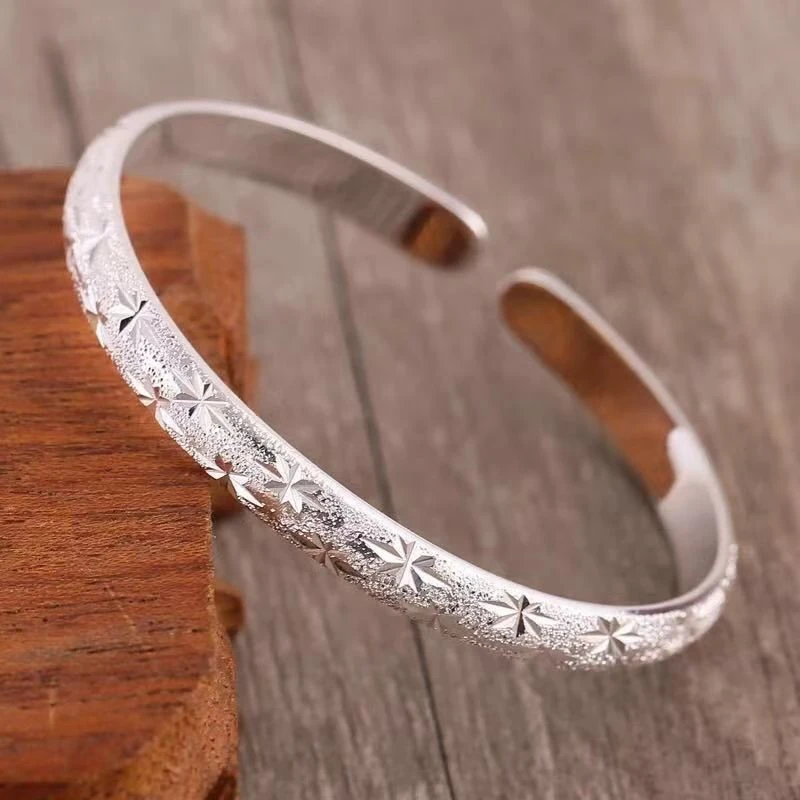 手镯 H-043 满天星磨砂开口手镯素款气质韩版欧美风  饰品