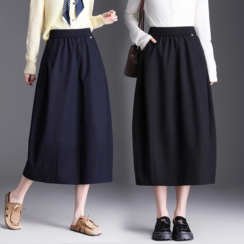【两个长度】2025流行灯笼裙秋季a字裙半身裙中长款高腰显瘦中长裙