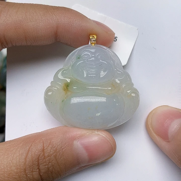 颈饰18K金镶嵌翡翠天然翡翠