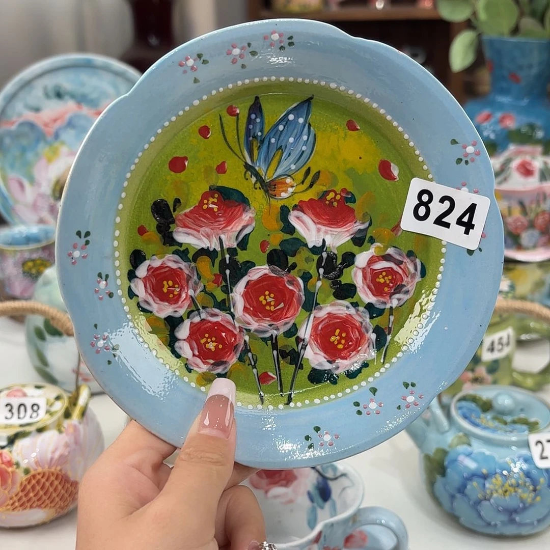 瓷片景德镇手绘高温釉下彩陶瓷茶具