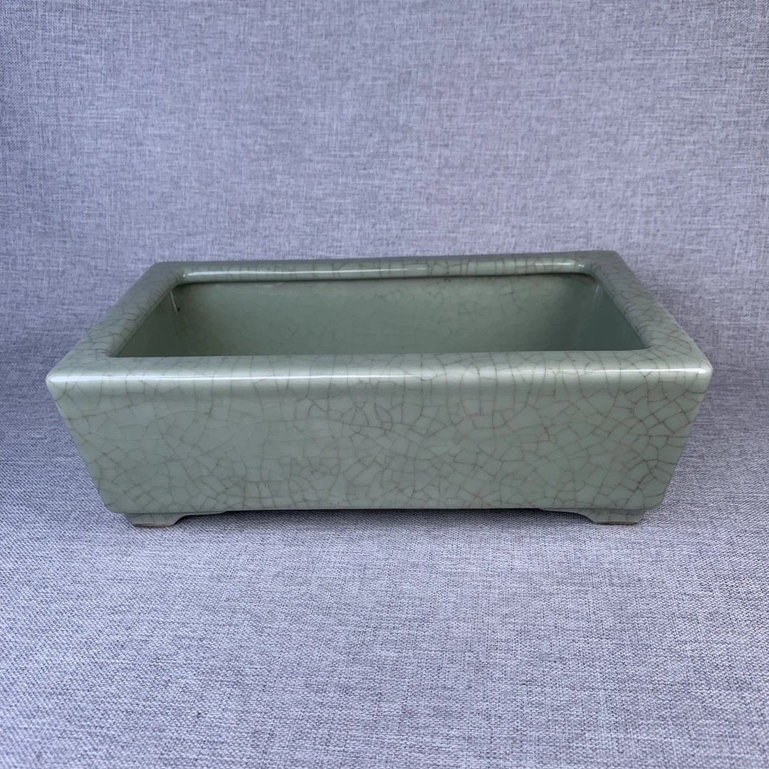 清代仿哥釉水仙盆古瓷器真品国营镇江市文物商店库出5128119