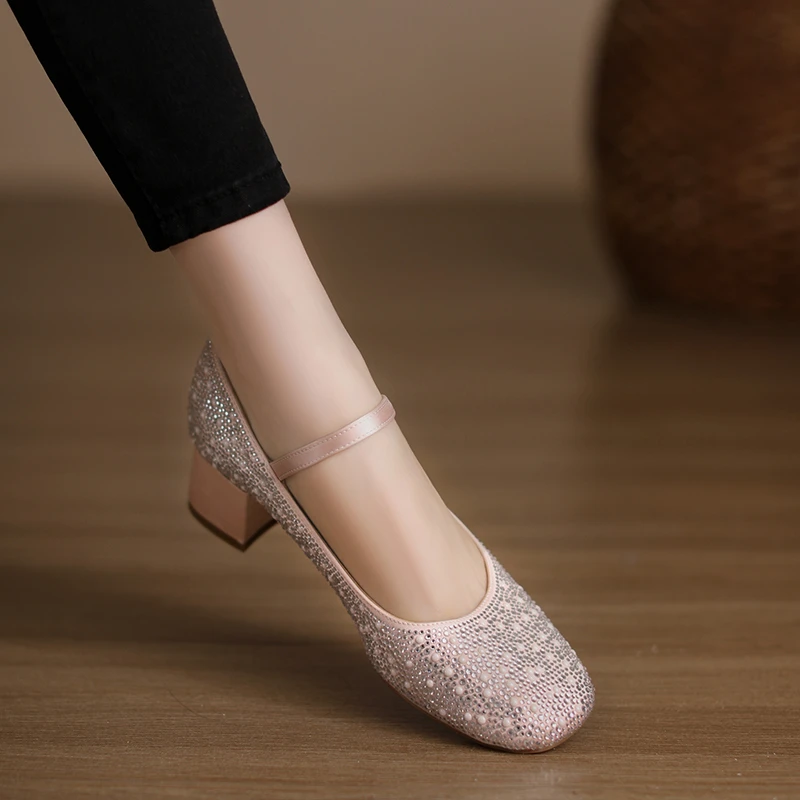 不累脚手工女鞋4.5cm~女士百搭宴会鞋子小众百搭轻奢高跟鞋单鞋女