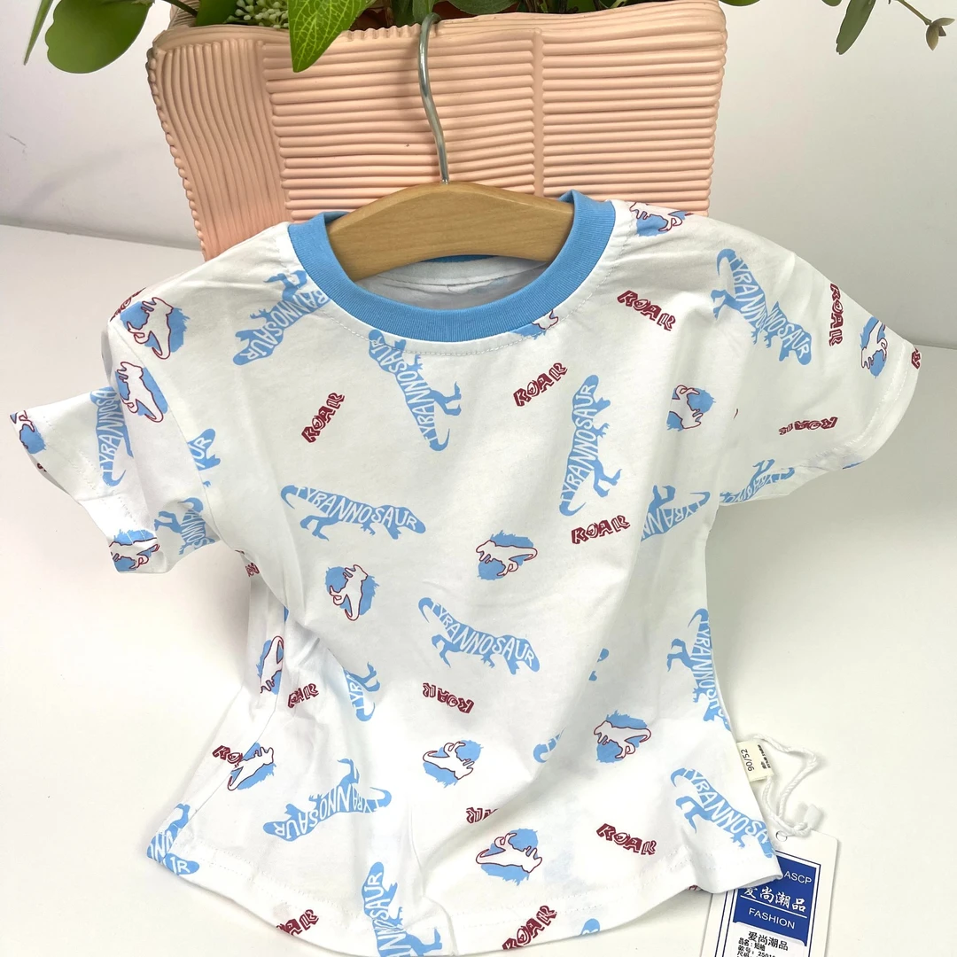 短袖T恤卡通风夏季男童女童A类白色印花卡通宝宝潮品满印04
