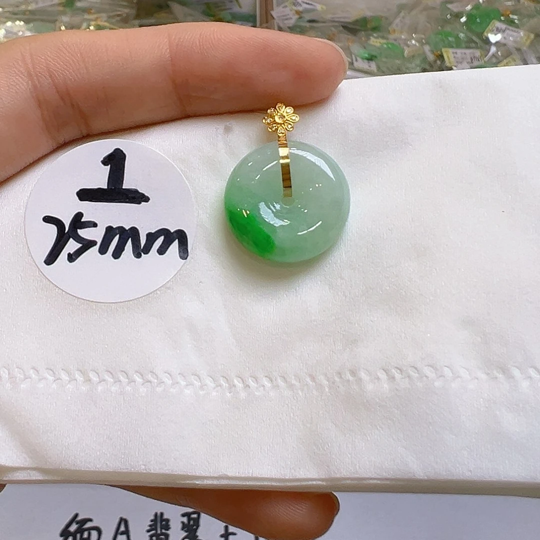 翡翠18K金镶嵌吊坠(不含链)翡翠