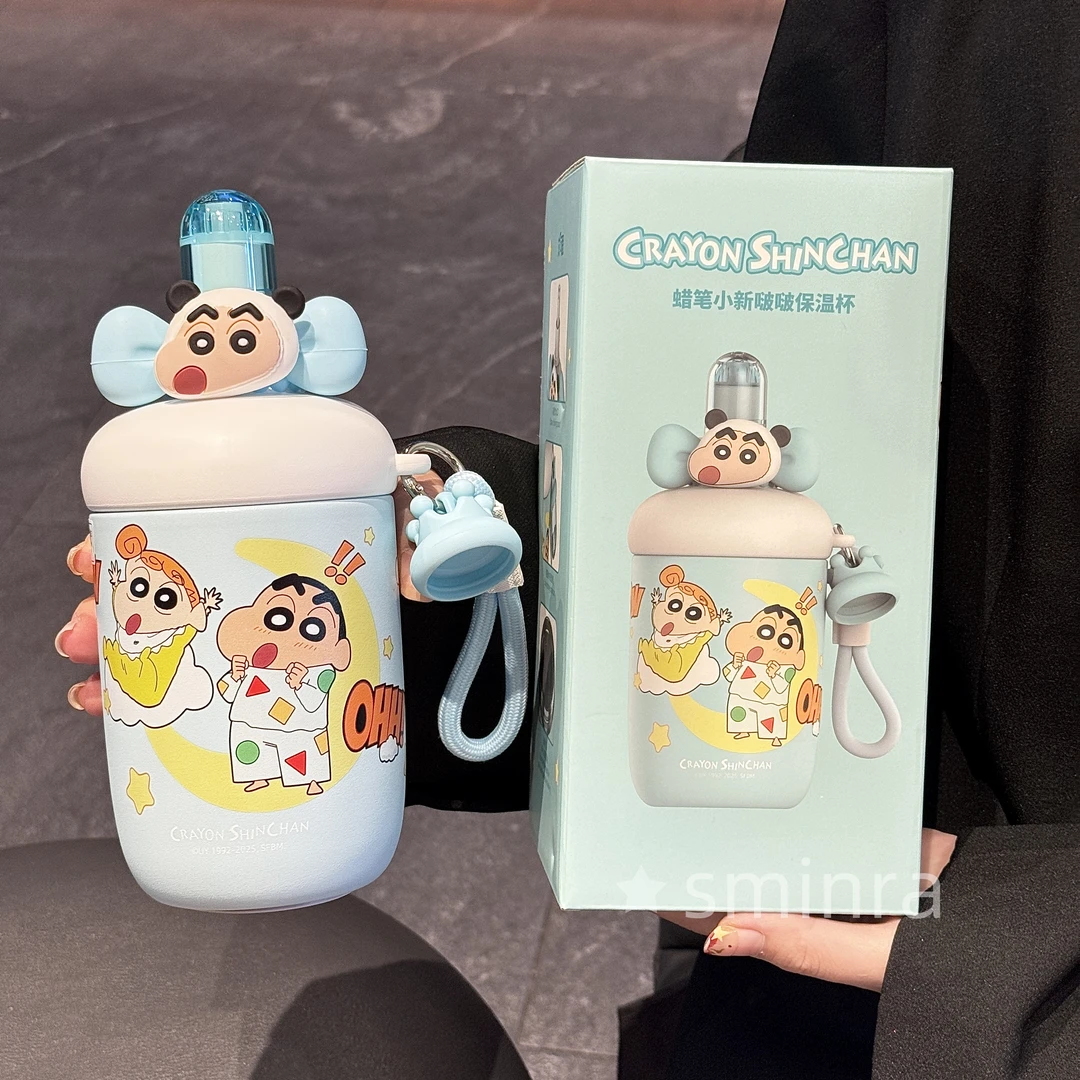 蜡笔小新保温杯女生可爱高颜值大容量水杯吸管保冷冰霸杯生日礼物