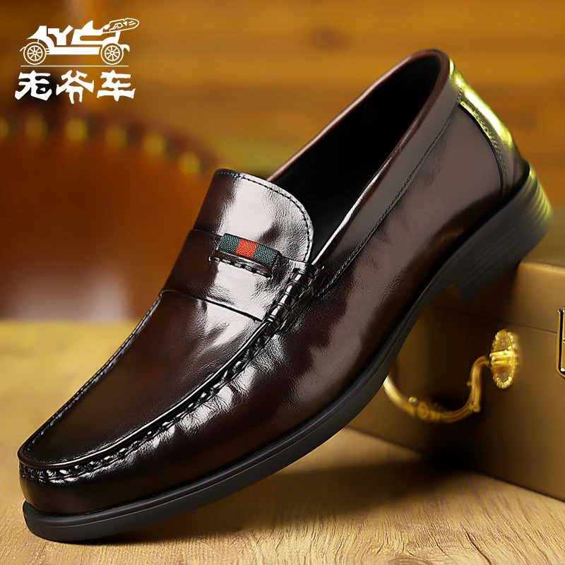老爷车纯色休闲皮鞋欧美休闲低帮豆豆鞋春季男鞋懒人鞋