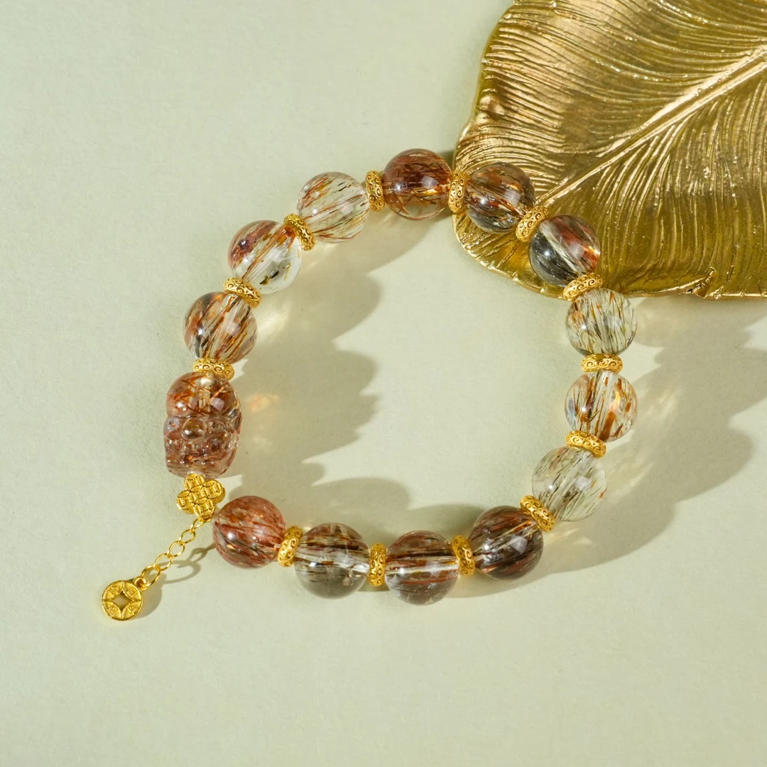 【薪想事成】招财 旺事业 双轮骨干黑金超水晶-约卡10.5mm-SLQ106