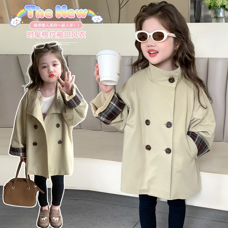 秋季新款女童秋季风衣中长款时髦宝宝英伦风外套韩版童装儿童洋气