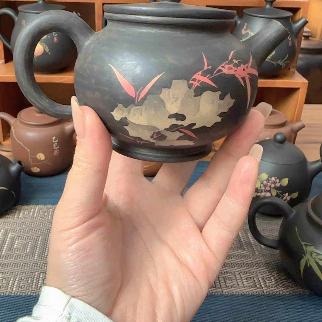 建水紫陶纯手工手磨茶壶