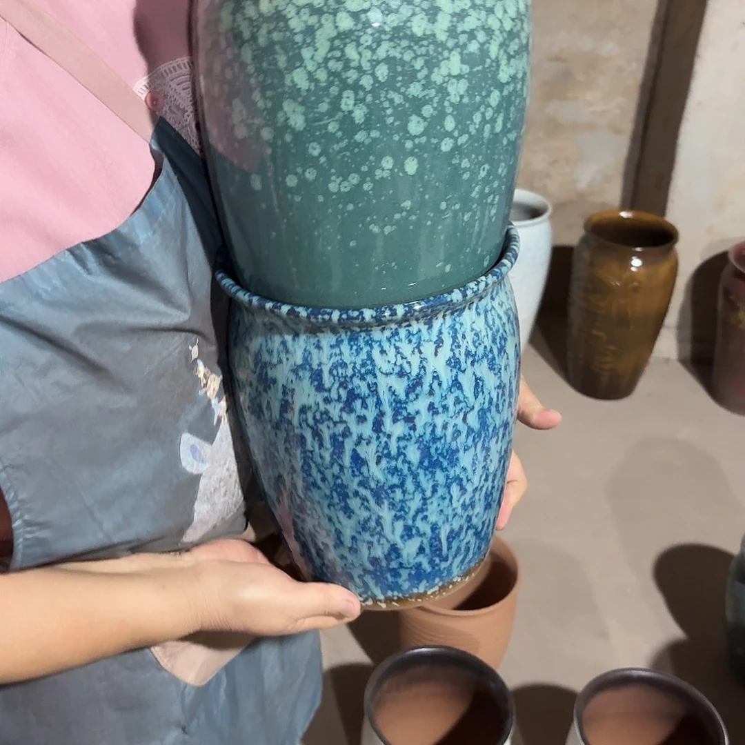 紫砂花盆口20高25两个